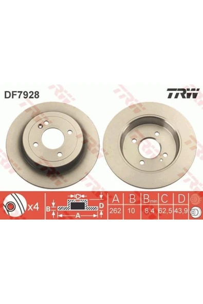 Df7928 Fren Diski Arka Accent Blue 12- I20 14- I30 12- / Rio Iıı 11- Düz 262mm ürün görseli 1
