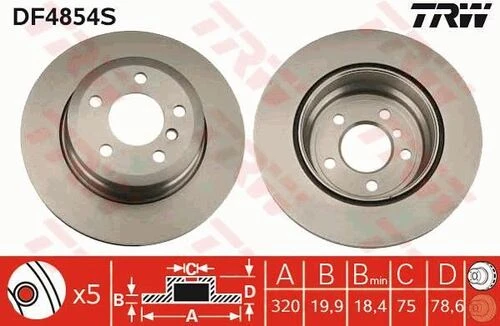 TRW DF4854S Fren Diski Arka 5D 320Mm X5 E70 07- X6 E71 E72 08- Tekli ürün görseli 1