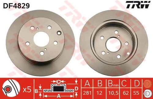 Trw Df4829 Arka Fren Disk Aynası Düz Toyota Rav4 Iıı Vvt-ı 06-13 281x5 4243142060 ürün görseli 1