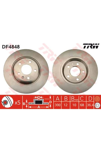 ARKA FREN DISKI-300X12 5×112 (AUDI A4 08-16  A5 08-17  A6 11-18  Q5 09-17) ürün görseli 1