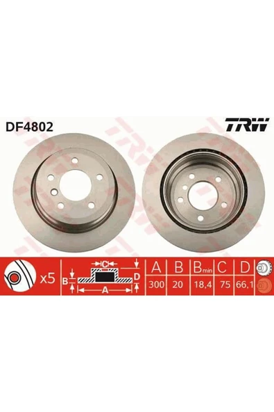DF4802 FREN DİSKİ ARKA BMW 1 E81 05- BMW 3 E91 E92 E93 05- BM ürün görseli 1