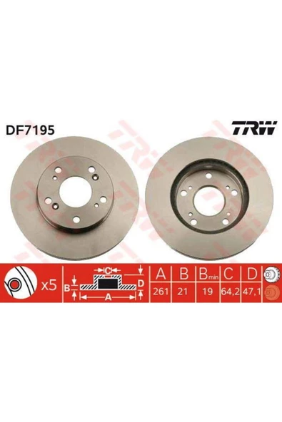 Fren Diski Ön Cıvıc Vıı Hb 0106 Crz 10 1.5 Hybrıd Stream 00 Havalı 262mm ürün görseli 1