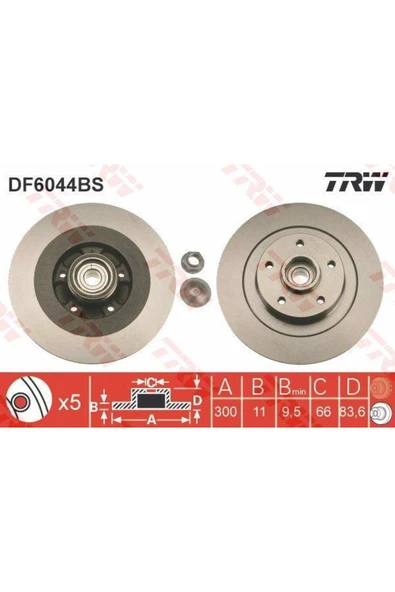 DF6044BS FREN DİSKİ ARKA LAGUNA III 07- LATITUDE 11- RULMANLI ürün görseli 1