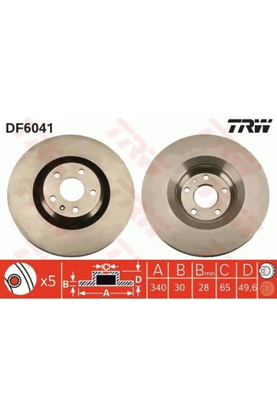 DF6041S Fren Diski Ön 5D 340Mm Audi Tt 06- Tekli ürün görseli 1