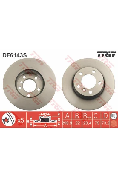 DF6143S Fren Diski Ön Bmw 1 Bmw 3 F30 F35 F80 Bmw 4 F32 F82 Havalı 300Mm ürün görseli 1