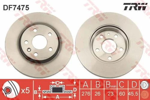 Trw Df7475 Ön Fren Diski 15 İnç 276mm Astra J 10-cruze10-aveo T299 13502045 ürün görseli 1