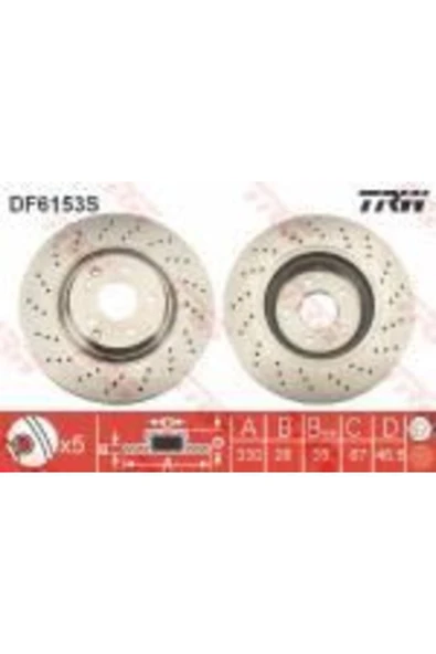 Df6153s Fren Diski Ön Mercedes W203 W209 00-07 Havalı 330mm ürün görseli 1