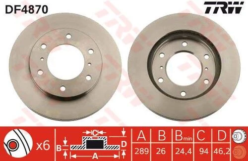 TRW DF4870 FREN DİSKİ ÖN PAJERO 00-13 HAVALI 289mm ürün görseli 1