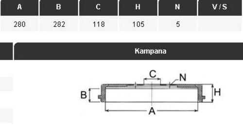 YAVUZSAN 13285 Fren Kampanası Transit V184 00-06 280×282×118 5 Bijon ürün görseli 1