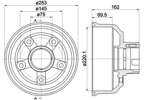 Wagenburg 20255003 Arka Fren Kampanası Kia Bongo 2700 K2500 2003- 220mm 0k60b26251a ürün görseli 1