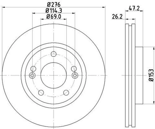 YAVUZSAN 16433 Ön Fren Diski Santa Fe 2,0 01-06 276Mm ürün görseli 1