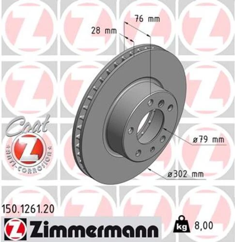 Zimmermann 150.1261.20 Fren Diski Ön Bmw E34 E32 34116756090 ürün görseli 1