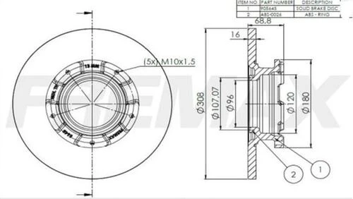 Yavuzsan 13570 Arka Fren Diski Custom V362 13-2.2tdcı Abs'li Uzun Şase Önden Çeker 300x16x5dl Adet 1764282 ürün görseli 1