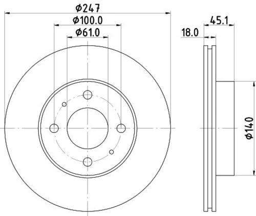 YAVUZSAN 26331 Fren Diski Almera 95-00 1,4I-1,6I (247×18×4Dl) Ön Havalı Ad. ürün görseli 1