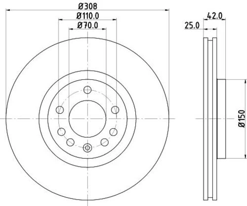 YAVUZSAN 27589 Ön Fren Diski Astra G-Hcorsa D-Emerıva Bvectra BZafira A-B Ad. (308Mm) ürün görseli 1