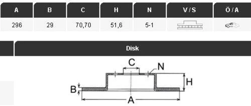 YAVUZSAN 53376 Fren Diski Ön Antara 06- / Captiva 06- 296×29×70,70 5 Bijon ürün görseli 1