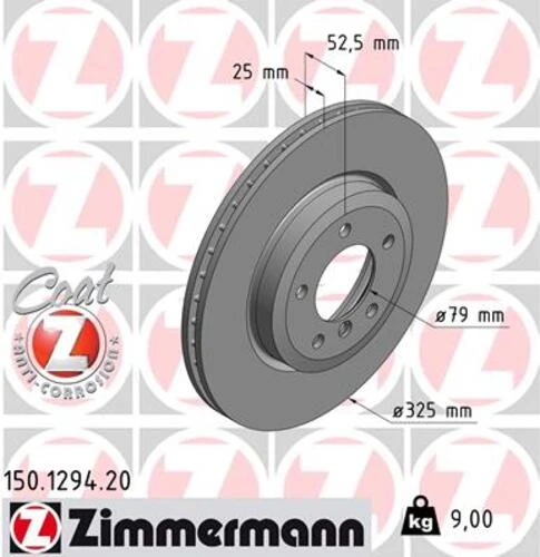 Zimmermann 150.1294.20 Fren Diski Ön Z4 2006 3 1999 986478012-df4166 34101166071 ürün görseli 1
