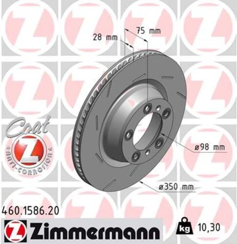 Zimmermann 460.1586.20 Fren Diski Sol Arka Panamera 970 298615601b ürün görseli 1