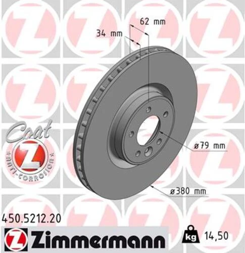 Zimmermann 450.5212.20 Fren Diski Ön 20 İnç R.r 4 L405 17 R.r Sport I L320 09 13 R.r Sport L494 14 Lr016176 ürün görseli 1