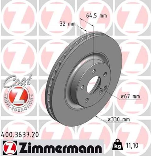 Zimmermann 400.3637.20 Fren Diski Ön Mercedes X204 C219 W211 S211 A2044212912 ürün görseli 1