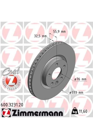 600.3231.20 Ön Fren Diski Volkswagen Trasnporter T5-multuvanm V 333x32.5x5dl Havalı 17 J ürün görseli 1