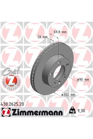 430.2625.20 Ön Fren Diski Master Movano Iıı 2.3 Dcı 10 Havalı 302x28x5dl 986479716-df613 ürün görseli 1