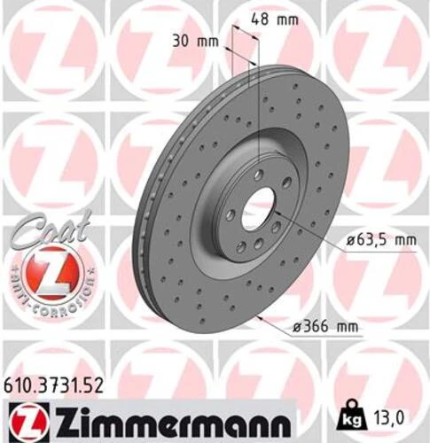 Zimmermann 610.3731.52 Ön Fren Diski Volvo Xc90 Iı 14 Xc60 Iı 18 19 Jant 31400569 ürün görseli 1