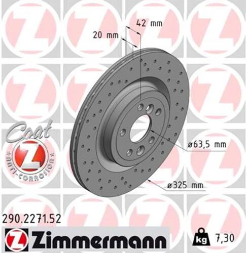 Zimmermann 290.2271.52 Fren Diski Arka Discovery Sport L550 R.r Velar L560 Jaguar I-pace X590 F-pace X761 Lr090699 ürün görseli 1