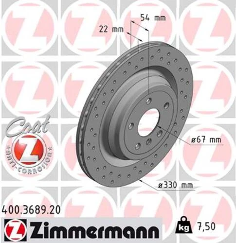 Zimmermann 400.3689.20 Fren Diski Arka Mercedes X166 W166 A1664230412 ürün görseli 1