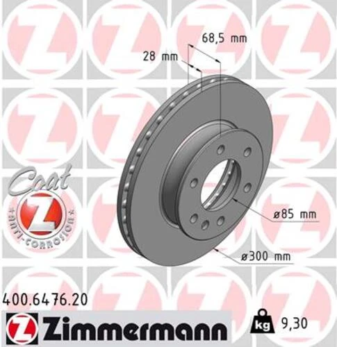 Zimmermann 400.6476.20 Fren Diski Ön Mercedes Sprinter B906 B907 B910 Volkswagen Crafter 30-35-50 A9104210100 ürün görseli 1