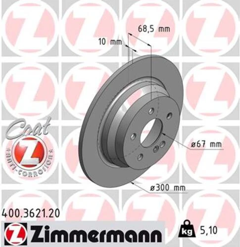 Zimmermann 400.3621.20 Fren Diski Arka Mercedes C218 W211 S211 W212 212 A0004231012 ürün görseli 1