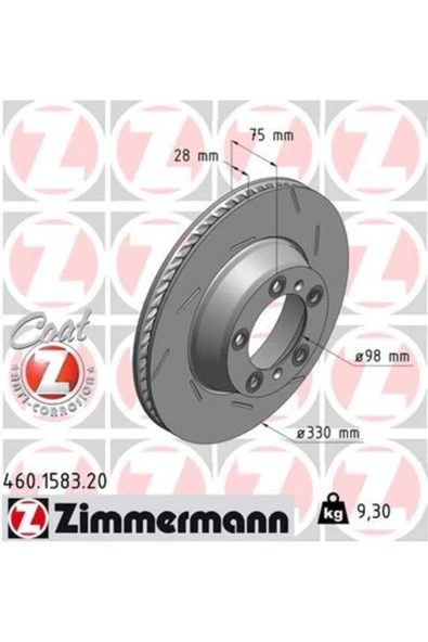 460.1583.20 Arka Fren Diski Sağ Porsche Panamera 10-16 3.0 330x28x5dlxhvlı 986479733-df6 ürün görseli 1