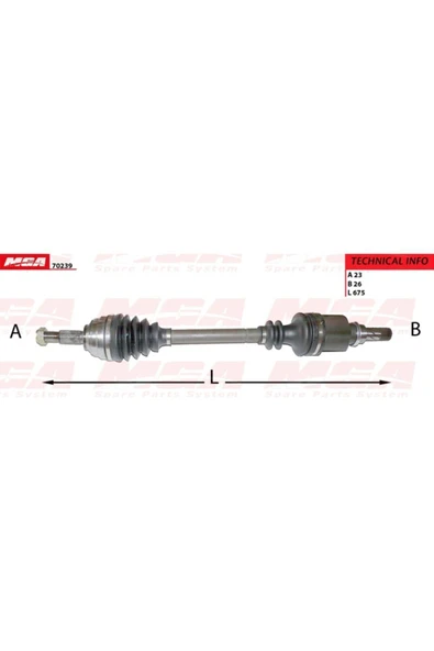 MGA 70239 Aks Sol (renault: Megane Ii 1.4 1.5 Dci 23*26 675mm 2002-2008 Uyumlu ) - - ürün görseli 1