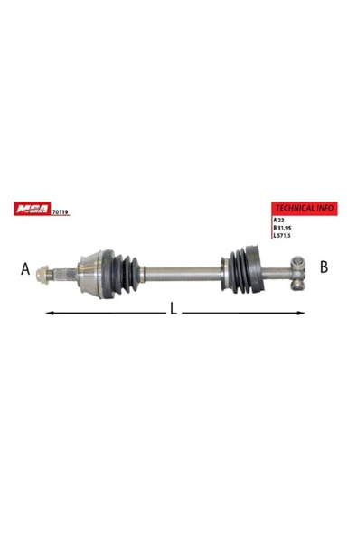 MGA 70119 Aks Sol ( Fıat : Palıo Sıena 1.2 1.4 97-02 C513 Sanzıman )- ürün görseli 1