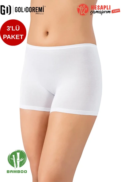 Gd Goldoremi 3500 Premium Kadın 3'lü Nefes Alabilen Bambu Kumaş İz Yapmaz Boxer Siyah-Beyaz-Ten ürün görseli 1