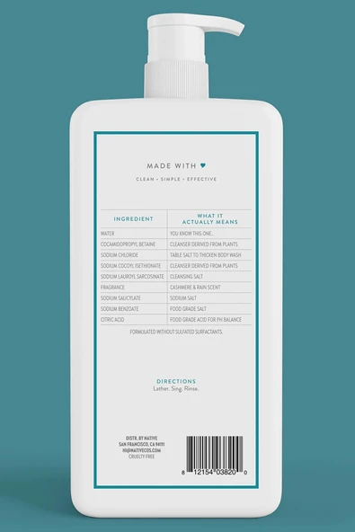 Native Cashmere & Rain Vücut Şampuanı 1064ML - Resim 2
