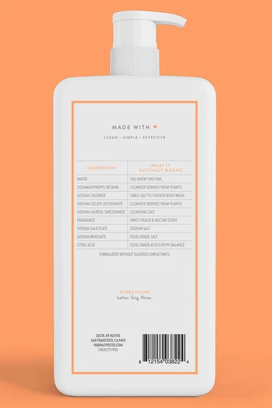 Native Sweet Peach & Nectar Vücut Şampuanı 1064ML - Resim 2