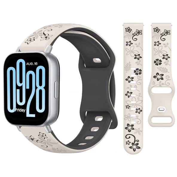 Redmi Watch 5 Active Redmi 5 Lite İle Uyumlu FloraFlex Çiçek Desenli Silikon Kordon  Starlight ürün görseli 1