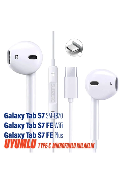 EXENAR Samsung Galaxy Tab S7 / Tab S7 Plus + / S7 FE / Wifi Uyumlu Type C Mikrofonlu Kulaklık ürün görseli 1
