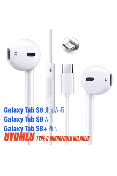 EXENAR Samsung Galaxy Tab S8 Ultra Wifi / S8 Plus + / S8 FE Uyumlu Type-C Mikrofonlu Kulaklık ürün görseli 1