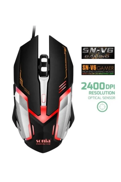 Sonia Kablolu Oyuncu Mouse Sn-v6 ürün görseli 1