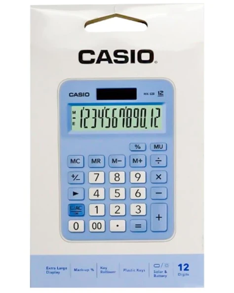 Casio MX12BLB Açık Mavi Masaüstü Hesap Makinesi ürün görseli 1