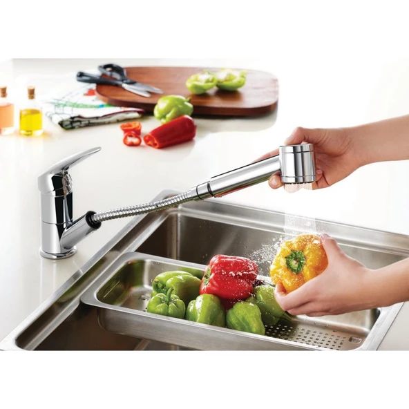 VitrA Harmony A41864EXP Pull-Out Eviye Bataryası, Krom - Resim 2