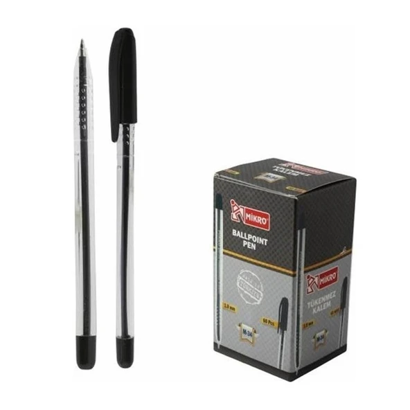 Mikro M-34 Tükenmez Kalem Siyah 1.0 Mm - 60 Adet ürün görseli 1