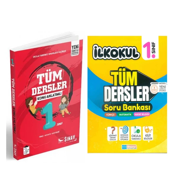 Sınav Yayınları 1.Sınıf Tüm Dersler Konu ve Evrensel Soru Bankası Seti 2 Kitap ürün görseli 1