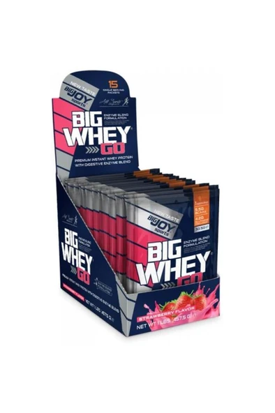 Bigjoy Sports Bigwhey Go 15 Servis 457,5gr Çilek ürün görseli 1