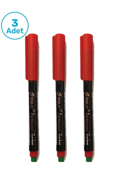 Fenlot Kırmızı Asetat Permanent Cd Kalemi Medium Uçlu (3lü set) ürün görseli 1