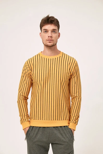 Fulla Moda Çizgili Bisiklet Yaka Sweatshirt - Resim 2