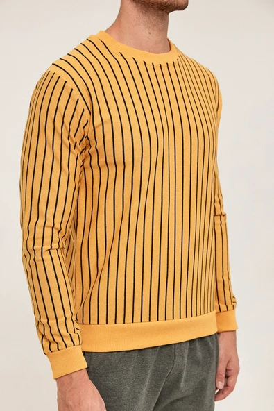 Fulla Moda Çizgili Bisiklet Yaka Sweatshirt - Resim 4