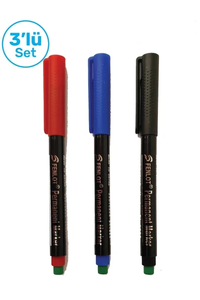 Fenlot Karışık Renk Asetat Permanent Cd Kalemi Medium Uçlu (3lü set) ürün görseli 1